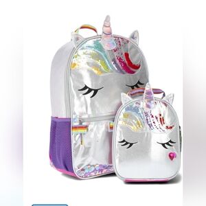 Wonder nation critters 17" rainbow unicorn Backpack and lunch box NWT